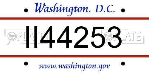 II44253 District Of Columbia License Plate