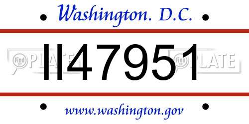 II47951 District Of Columbia License Plate