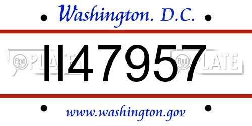 II47957 District Of Columbia License Plate