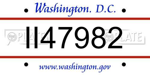 II47982 District Of Columbia License Plate
