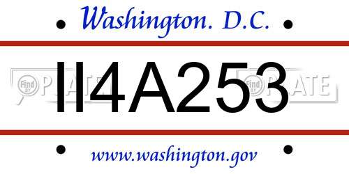II4A253 District Of Columbia License Plate