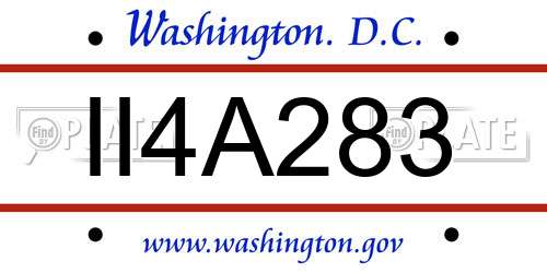 II4A283 District Of Columbia License Plate