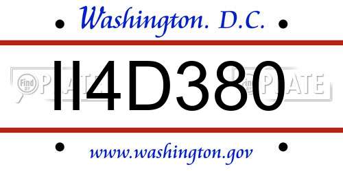 II4D380 District Of Columbia License Plate