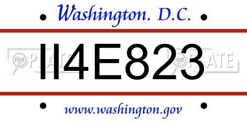 II4E823 District Of Columbia License Plate