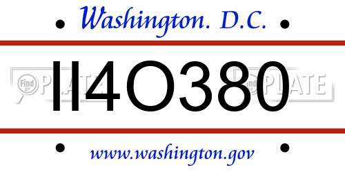II4O380 District Of Columbia License Plate