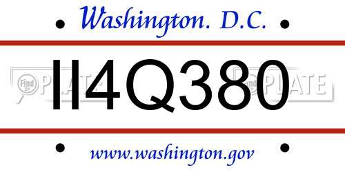 II4Q380 District Of Columbia License Plate