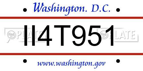 II4T951 District Of Columbia License Plate