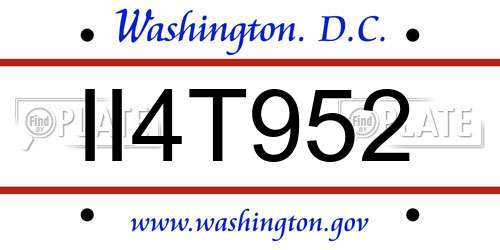 II4T952 District Of Columbia License Plate