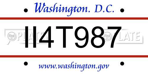 II4T987 District Of Columbia License Plate