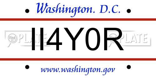 II4Y0R District Of Columbia License Plate
