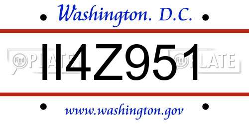 II4Z951 District Of Columbia License Plate