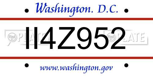 II4Z952 District Of Columbia License Plate