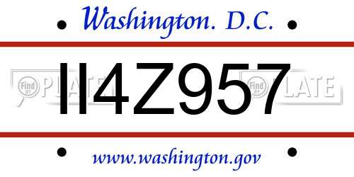 II4Z957 District Of Columbia License Plate