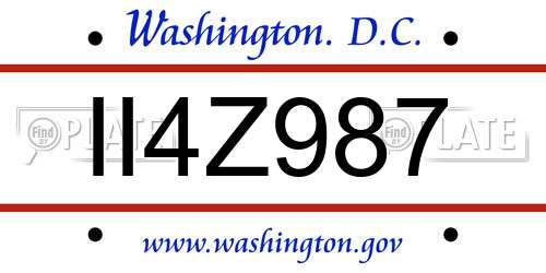 II4Z987 District Of Columbia License Plate