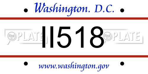 II518 District Of Columbia License Plate