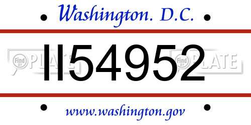 II54952 District Of Columbia License Plate