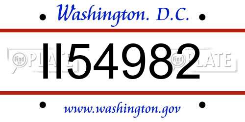 II54982 District Of Columbia License Plate