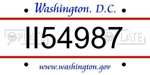 II54987 District Of Columbia License Plate