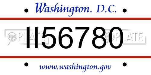 II56780 District Of Columbia License Plate