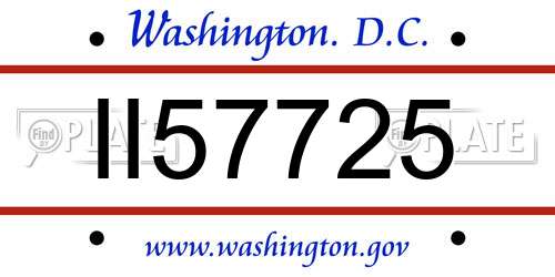 II57725 District Of Columbia License Plate