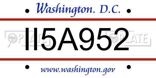 II5A952 District Of Columbia License Plate