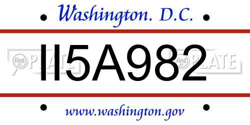 II5A982 District Of Columbia License Plate