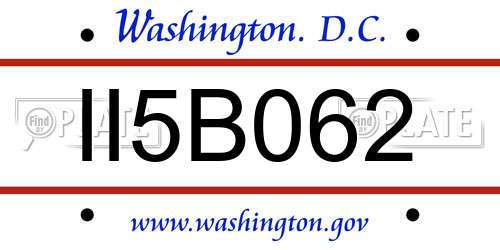 II5B062 District Of Columbia License Plate