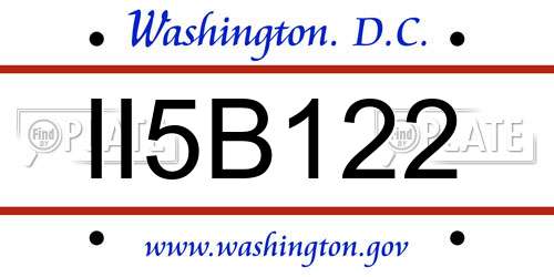 II5B122 District Of Columbia License Plate