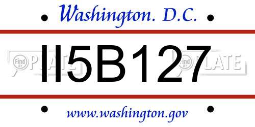 II5B127 District Of Columbia License Plate