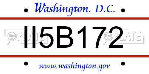 II5B172 District Of Columbia License Plate