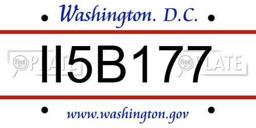 II5B177 District Of Columbia License Plate
