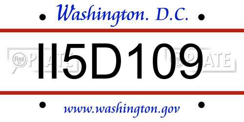 II5D109 District Of Columbia License Plate