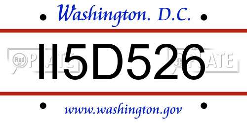 II5D526 District Of Columbia License Plate