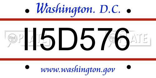 II5D576 District Of Columbia License Plate