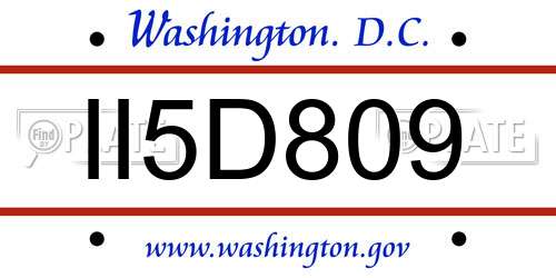 II5D809 District Of Columbia License Plate