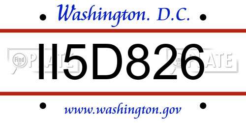 II5D826 District Of Columbia License Plate