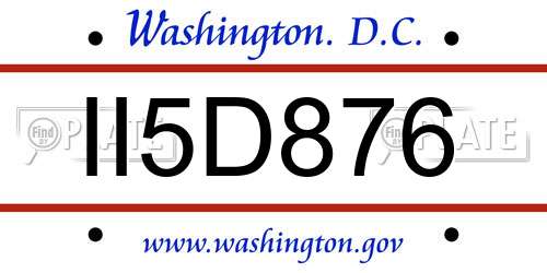 II5D876 District Of Columbia License Plate