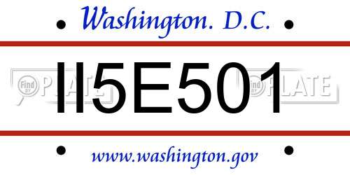 II5E501 District Of Columbia License Plate