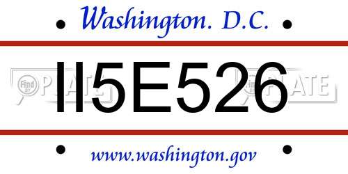 II5E526 District Of Columbia License Plate
