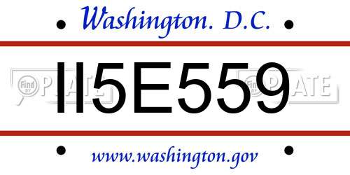 II5E559 District Of Columbia License Plate