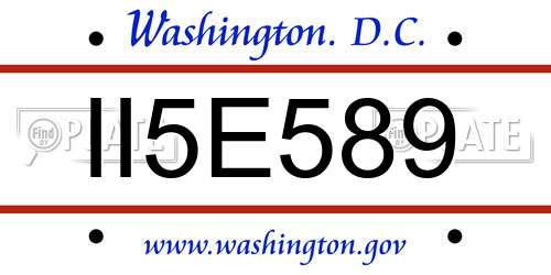 II5E589 District Of Columbia License Plate