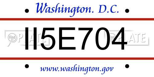 II5E704 District Of Columbia License Plate
