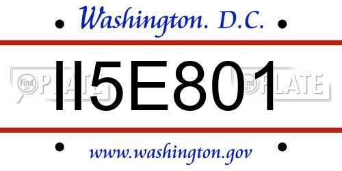 II5E801 District Of Columbia License Plate