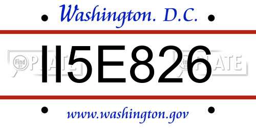 II5E826 District Of Columbia License Plate