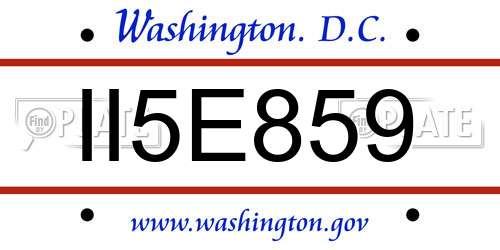 II5E859 District Of Columbia License Plate