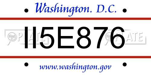 II5E876 District Of Columbia License Plate