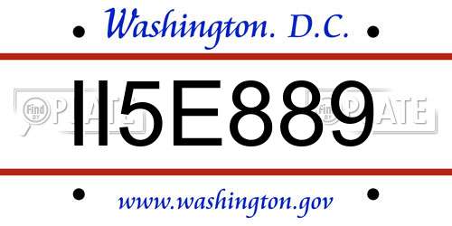 II5E889 District Of Columbia License Plate