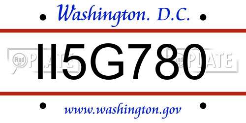 II5G780 District Of Columbia License Plate