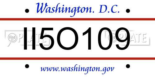 II5O109 District Of Columbia License Plate