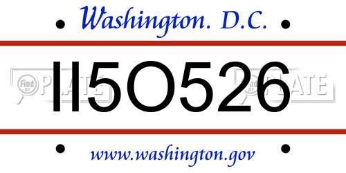 II5O526 District Of Columbia License Plate